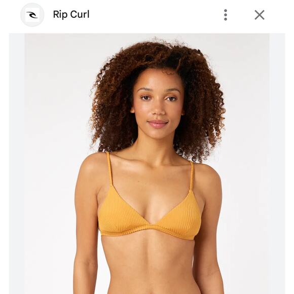 NWT Rip Curl Premium Surf Fixed Triangle Bikini Top Size Lrg Color Gold - Picture 1 of 8